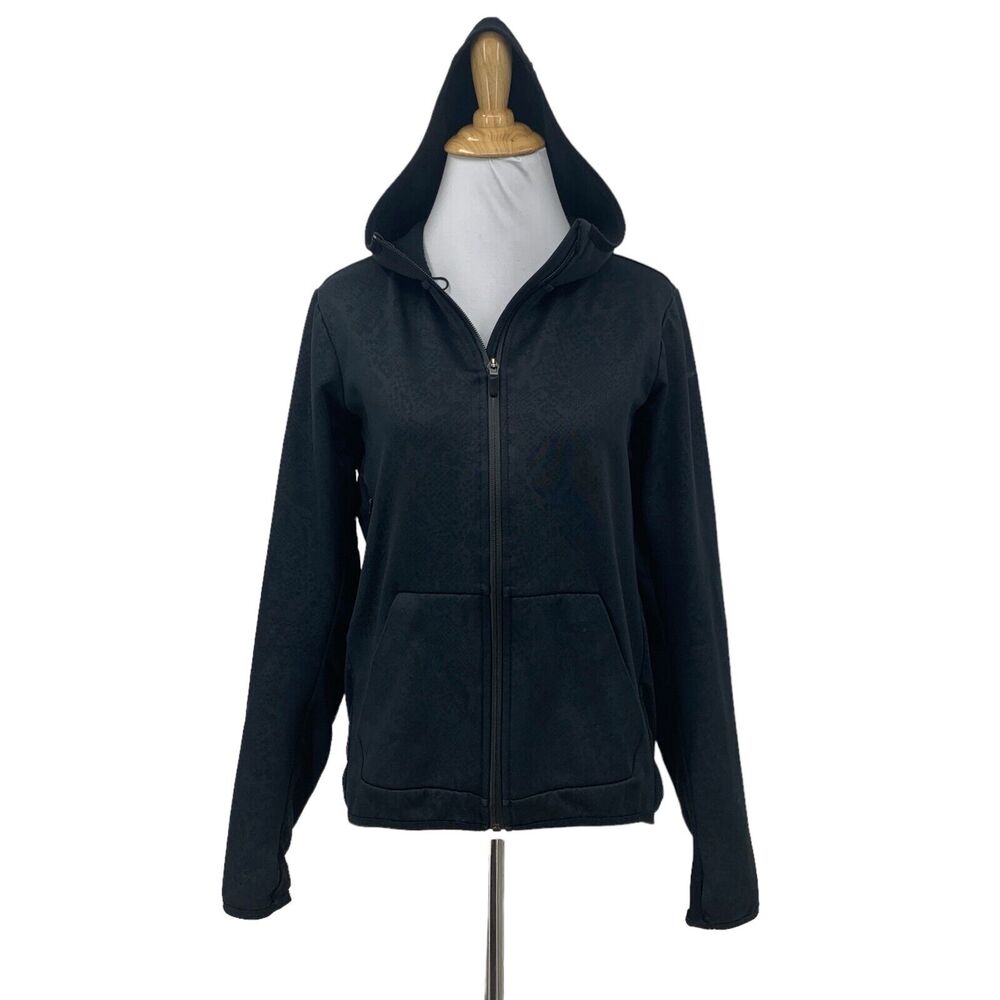 Nike Vixen Hooded Jacket Womens S Black Jacquard Full Zip Therma Fit Lightweight